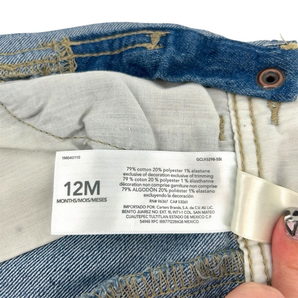 NWT OshKosh B’gosh Knit Denim Heart Pocket Overalls  Baby Girls Size 12M - Picture 9 of 12